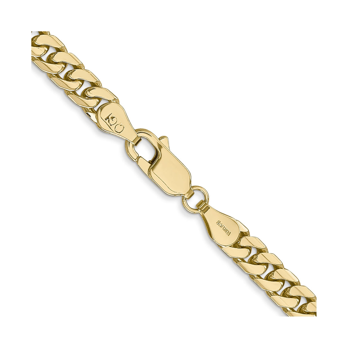 10K Yellow Gold 4.3 mm Polished Chain Necklace, Solid alternate angle