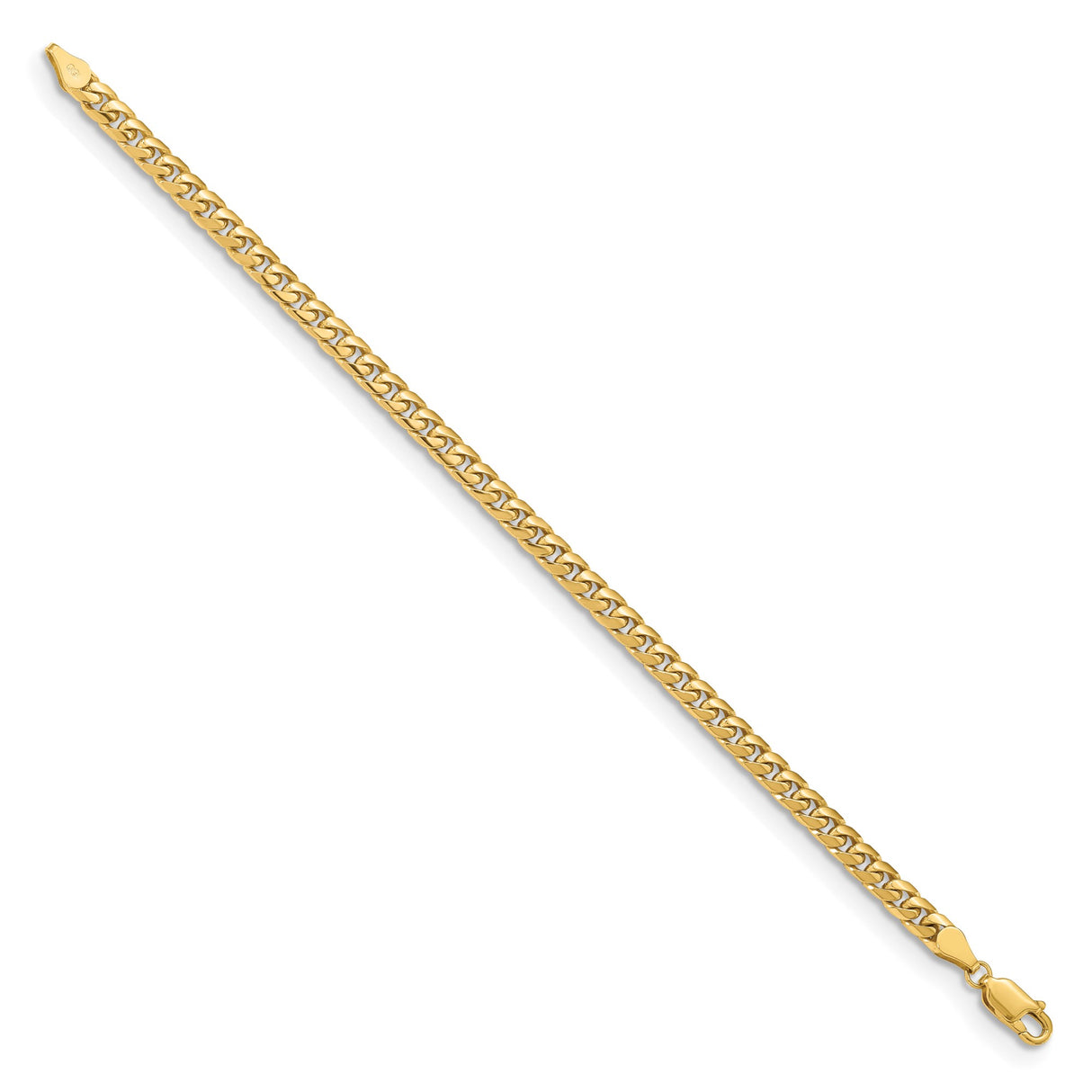 10K Yellow Gold 4.3 mm Polished Chain Bracelet, Solid