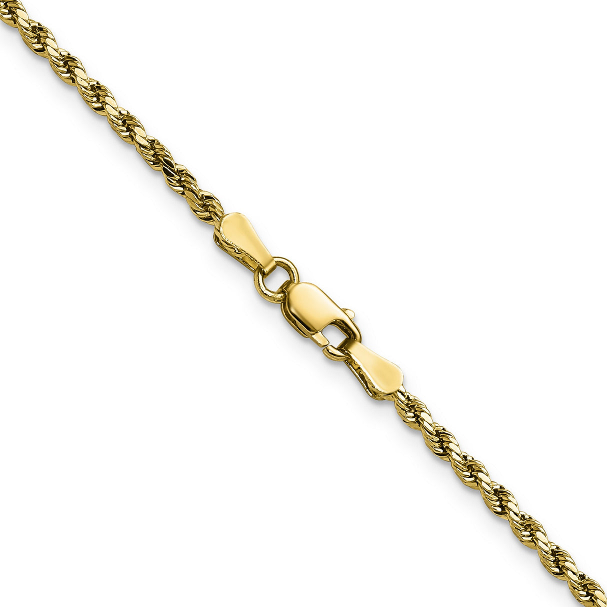 10K Yellow Gold 2.25 mm Rope Chain Necklace, Polished alternate angle