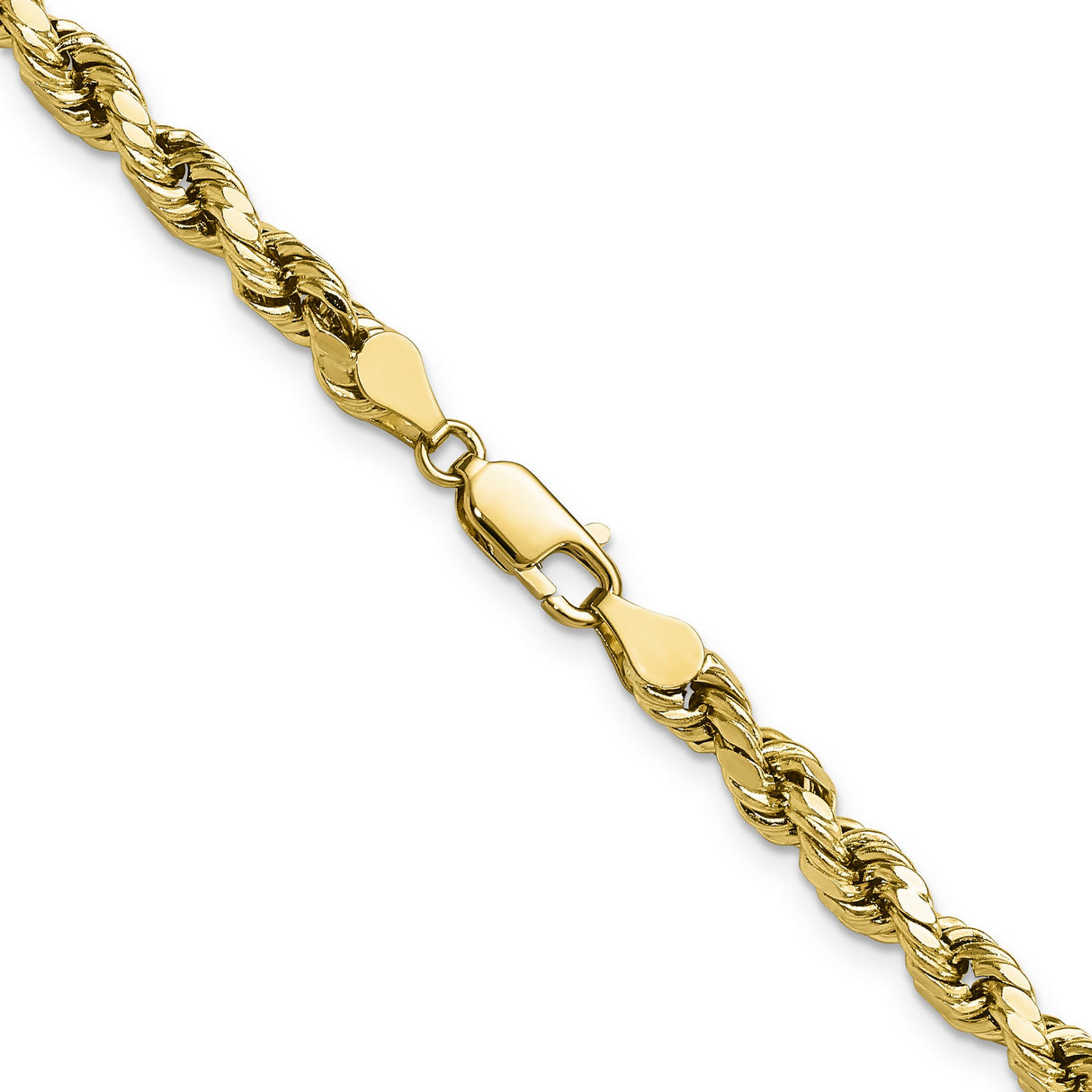 10K Yellow Gold 4.9 mm Rope Chain Necklace, Polished alternate angle