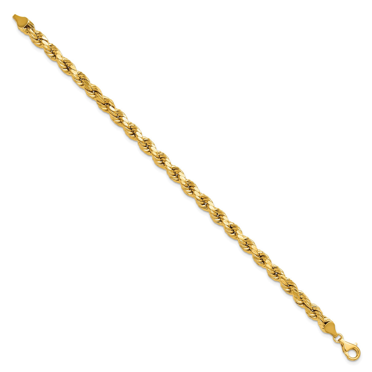 10K Yellow Gold 6.5 mm Rope Chain Bracelet, Polished