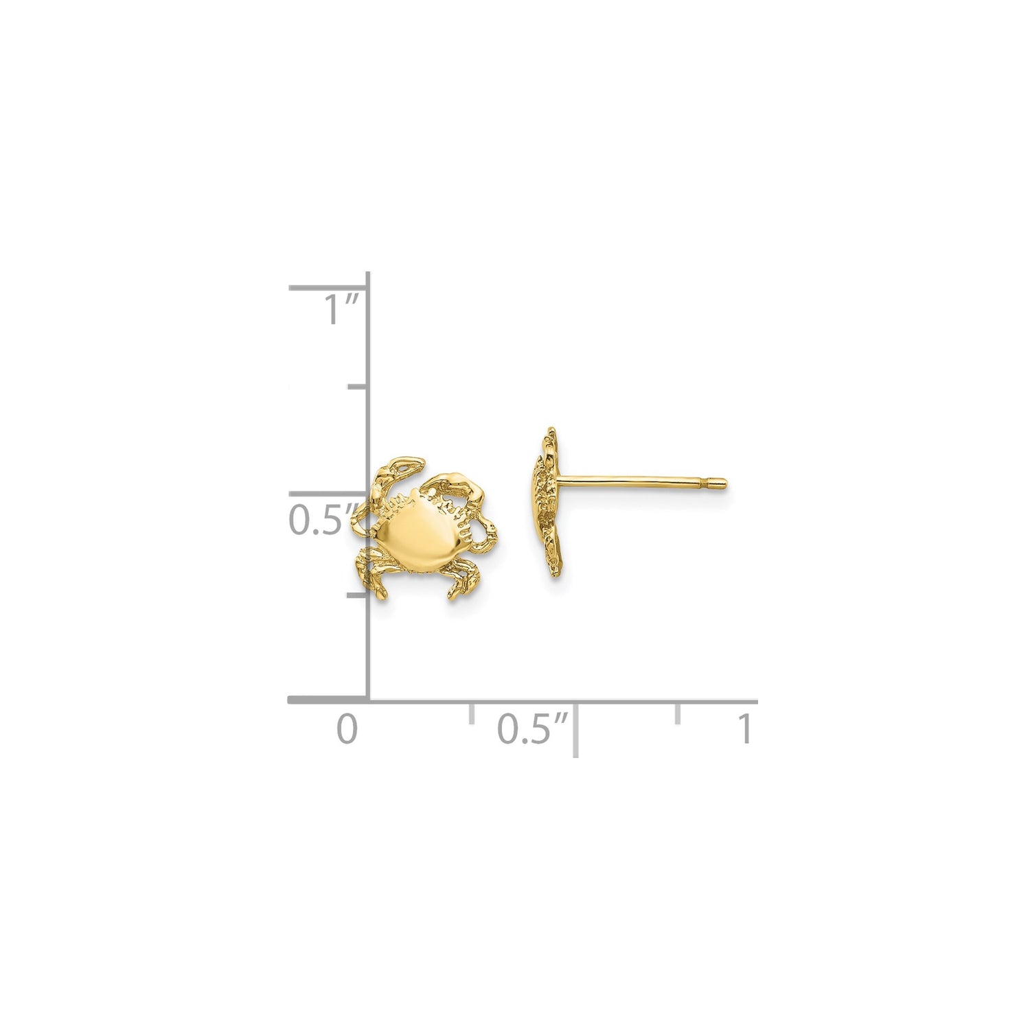 10k Yellow Gold Crab Stud Earrings with Detailed Cancer Zodiac Design for Women