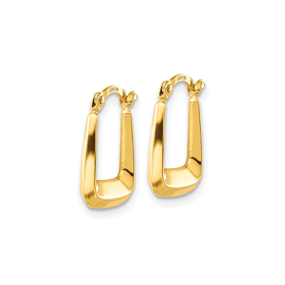 10k Yellow Gold Square Hoop Earrings, Sleek Geometric Hollow Design for Women