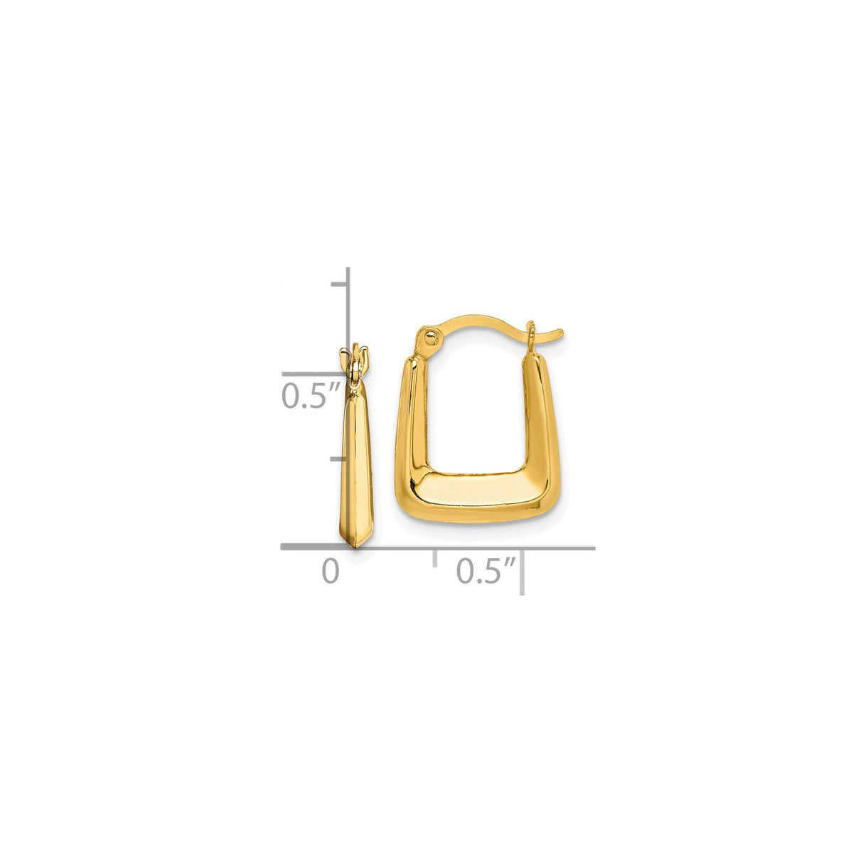 10k Yellow Gold Square Hoop Earrings, Sleek Geometric Hollow Design for Women