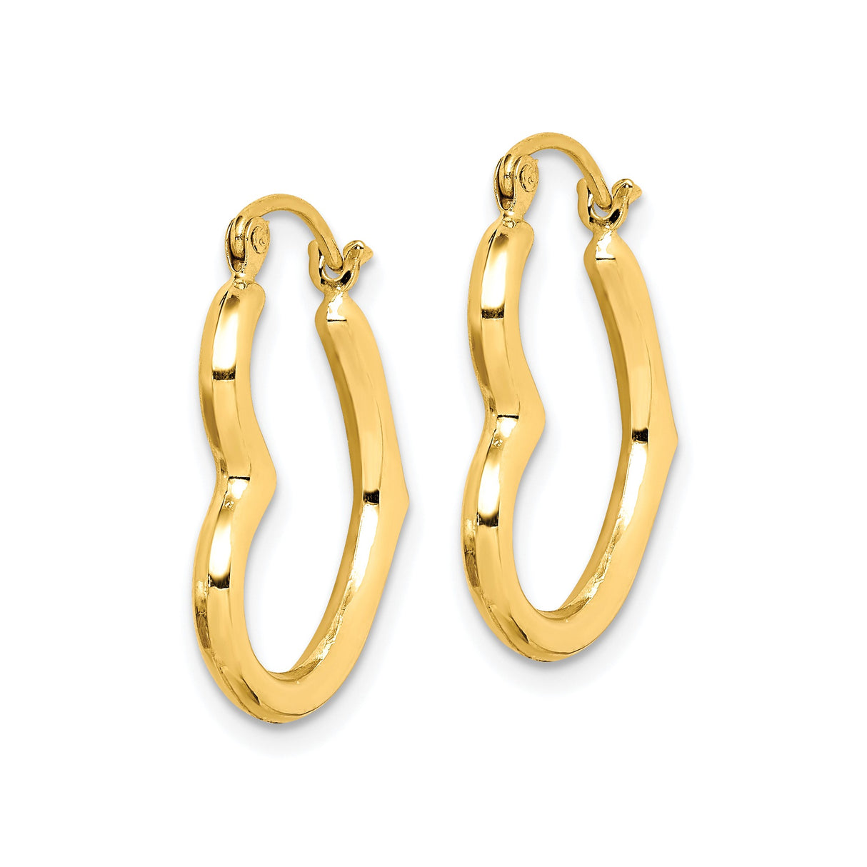 10k Yellow Gold Hoop Earrings, Bamboo Style Wavy Textured Design for Women