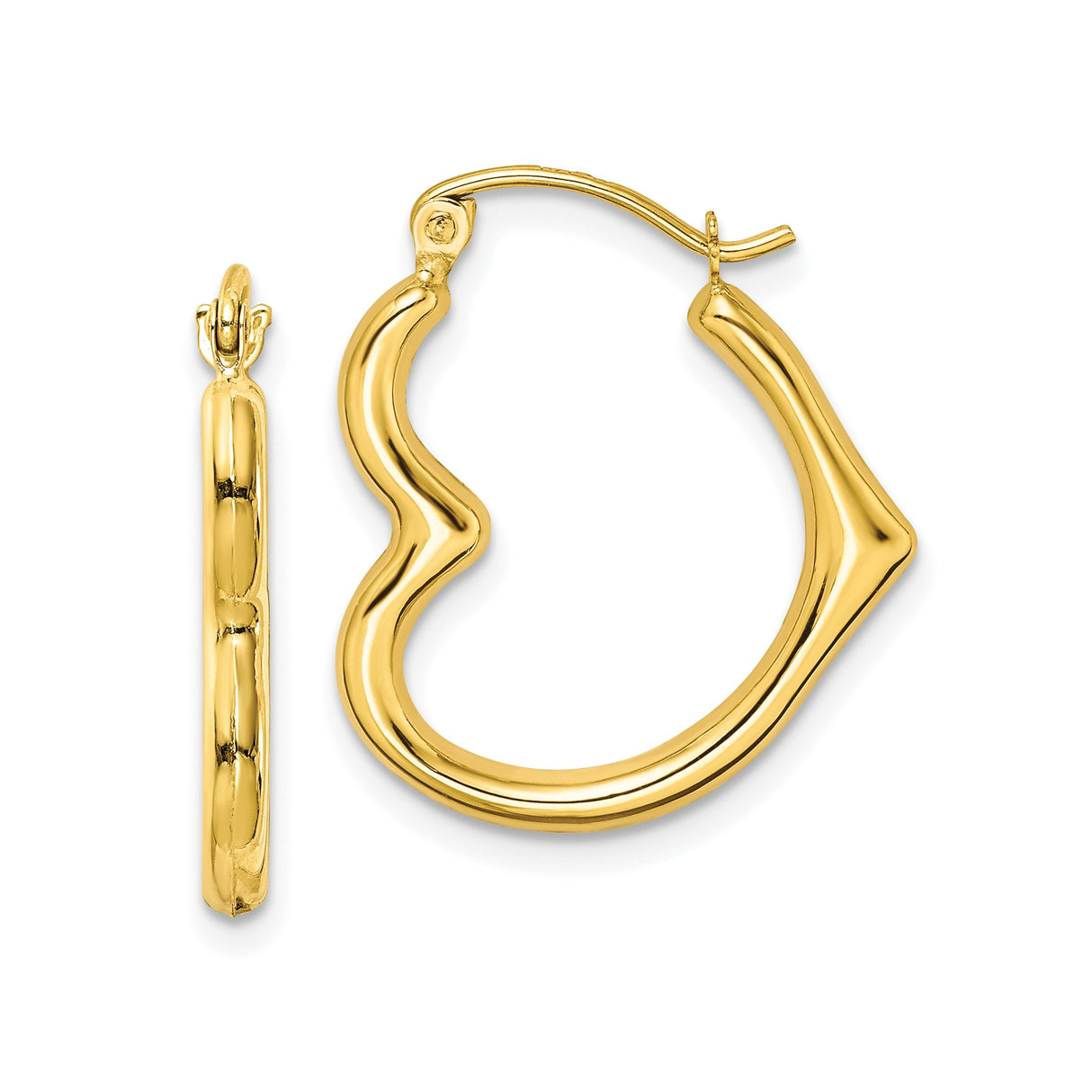 10k Yellow Gold Hoop Earrings, Bamboo Style Wavy Textured Design for Women