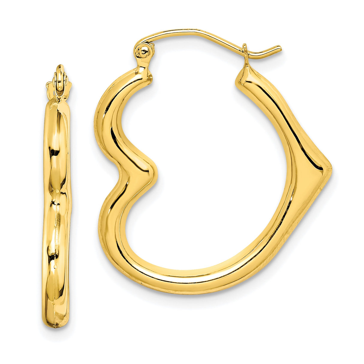 10k Yellow Gold Hoop Earrings, Wavy Bamboo Design, Lightweight Statement Jewelry for Women