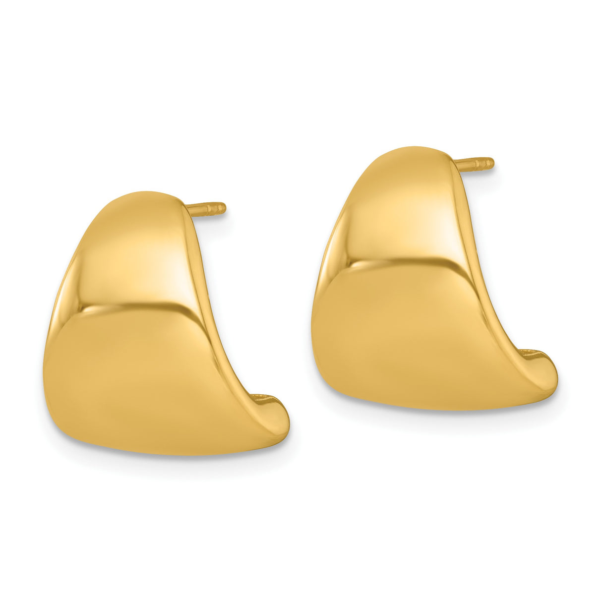 10k Yellow Gold Trapezoid Stud Earrings, Modern Geometric Minimalist Design for Women