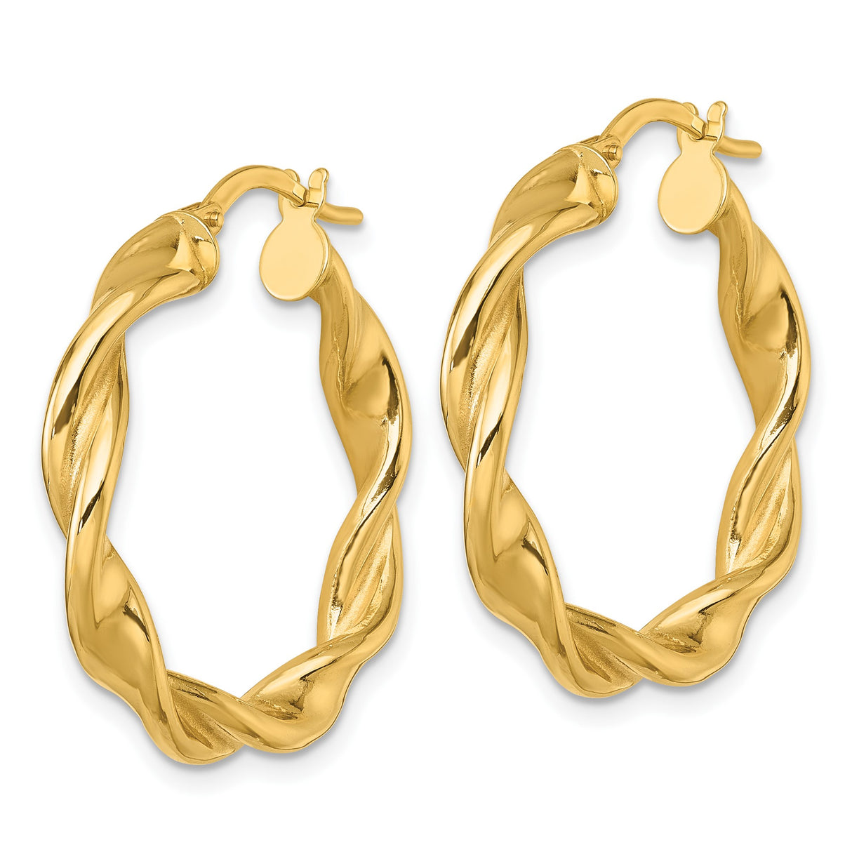 10k Yellow Gold Hoop Earrings with Twisted Braided Design and Polished Finish for Women
