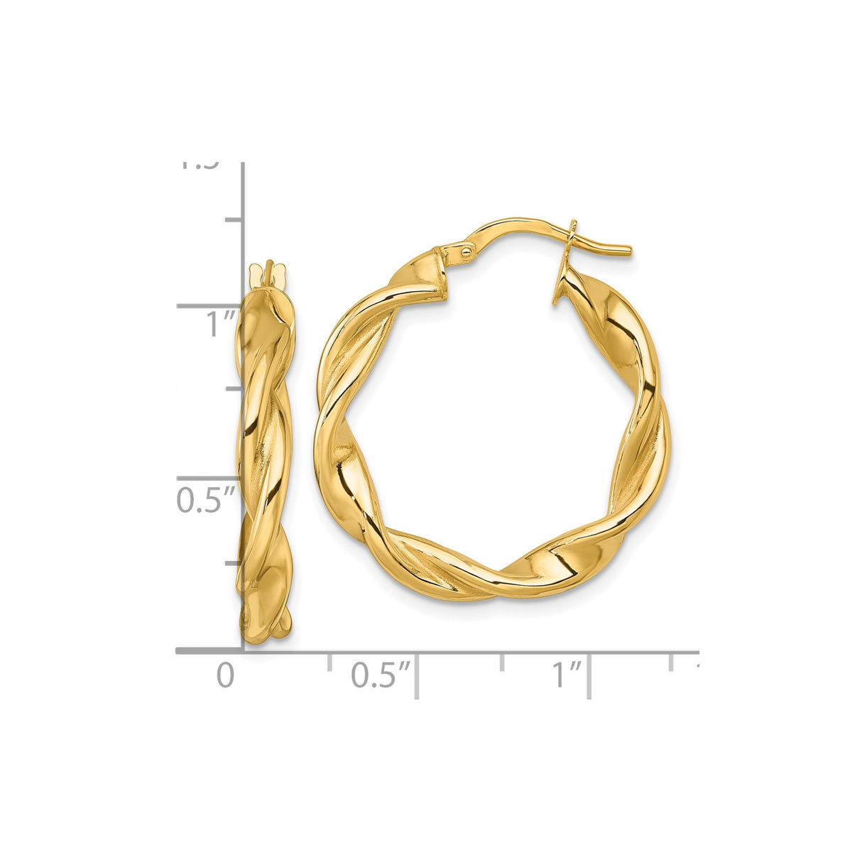 10k Yellow Gold Hoop Earrings with Twisted Braided Design and Polished Finish for Women