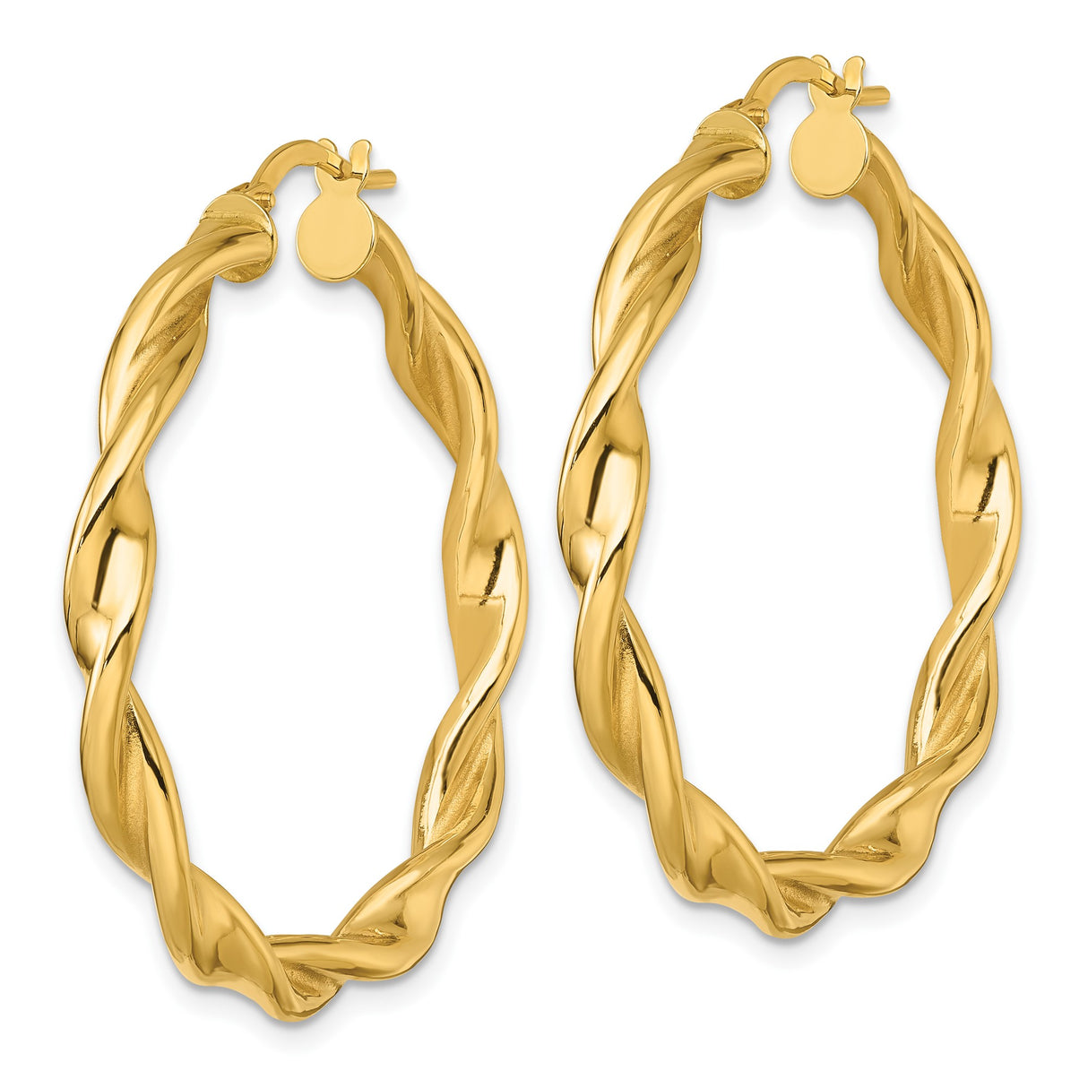 10k Yellow Gold Hoop Earrings with Twisted Rope Design and Polished Finish