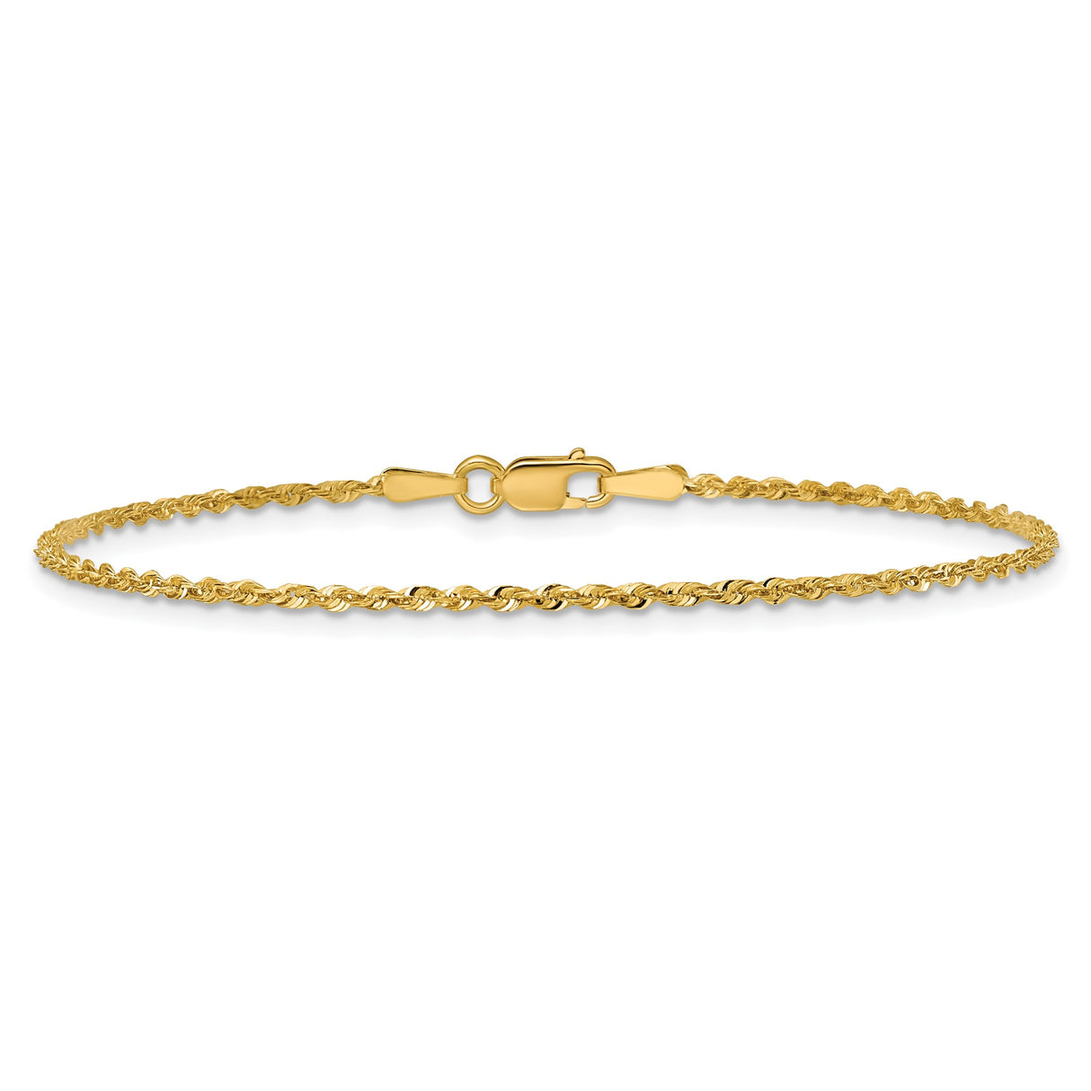 10K Yellow Gold 1.5 mm Rope Chain Anklet, Polished alternate angle