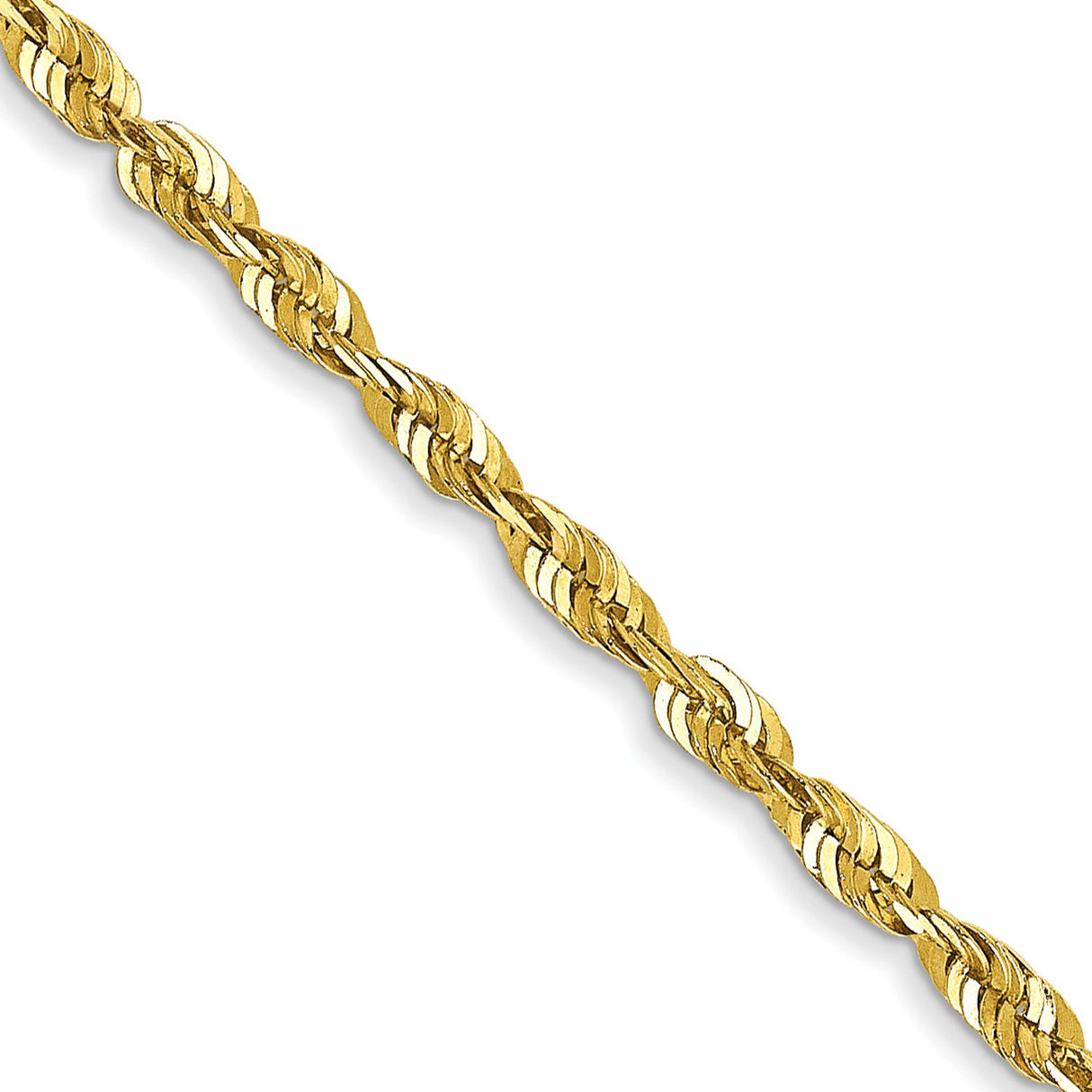 10K Yellow Gold 1.8 mm Rope Chain Necklace, Polished detail view