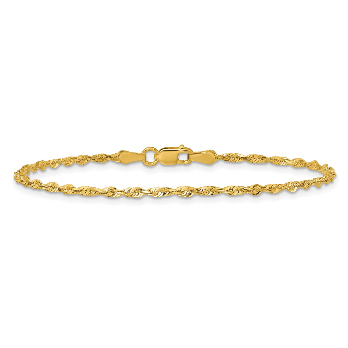 10K Yellow Gold 2 mm Rope Chain Anklet, Polished alternate angle