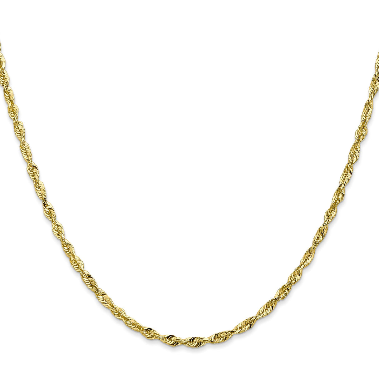 10K Yellow Gold 2.5 mm Rope Chain Necklace, Polished