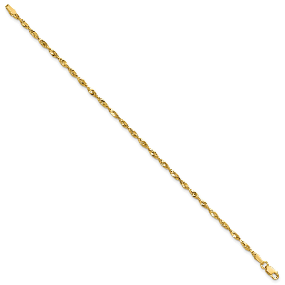 10K Yellow Gold 2.5 mm Rope Chain Bracelet, Polished