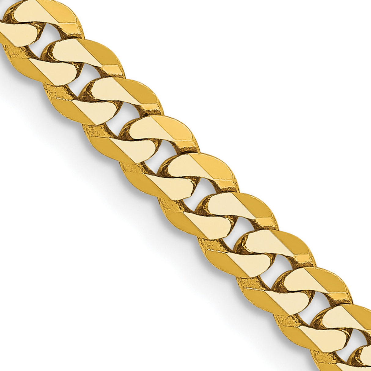 10K Yellow Gold 3.9 mm Curb Chain Necklace, Polished detail view