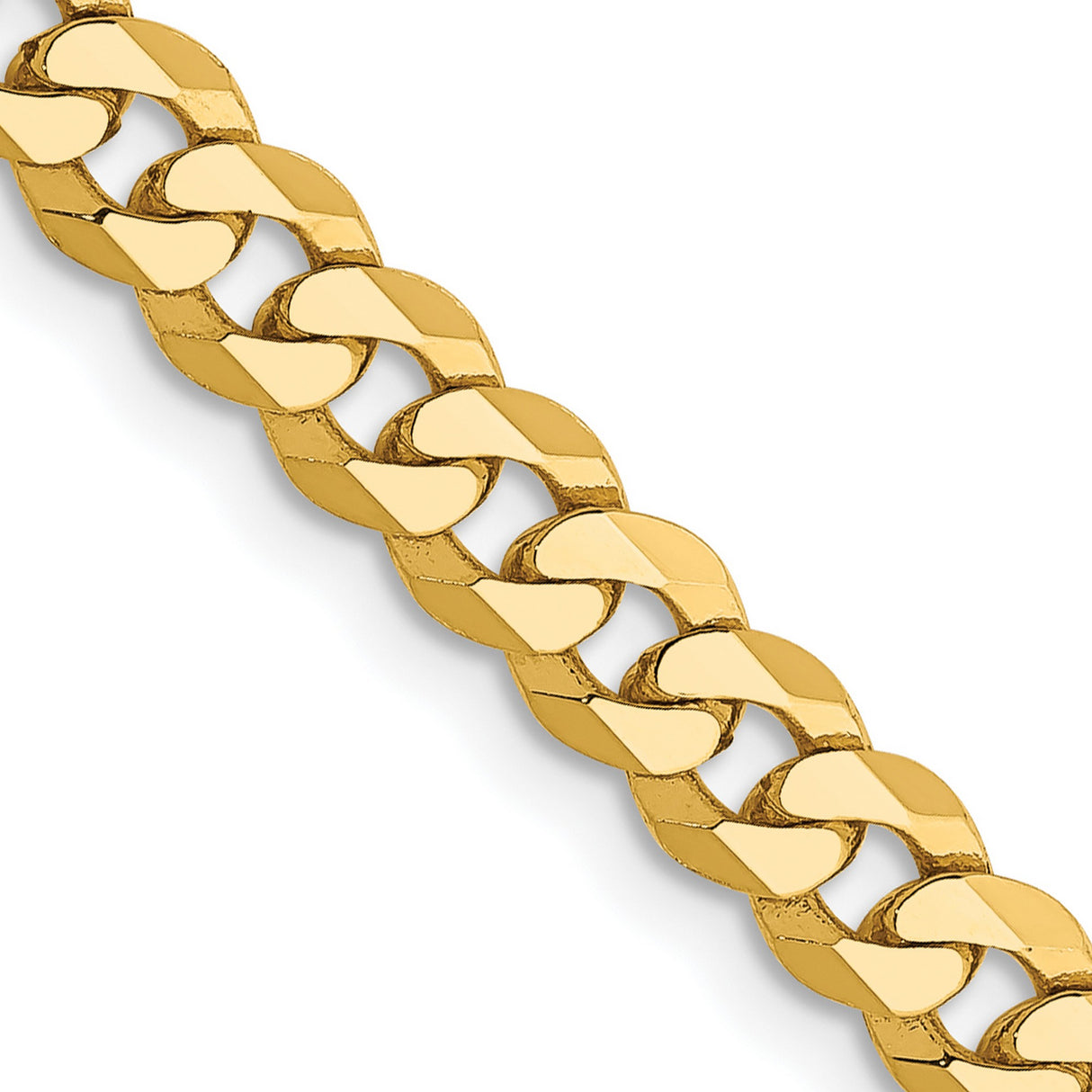 10K Yellow Gold 4.75 mm Curb Chain Necklace, Polished detail view