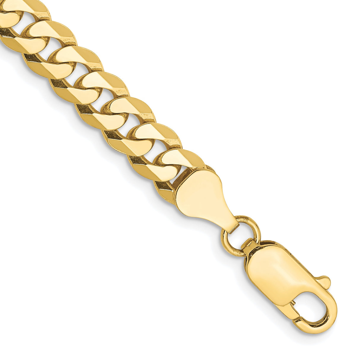 10K Yellow Gold 6.25 mm Curb Chain Bracelet, Polished shown for scale