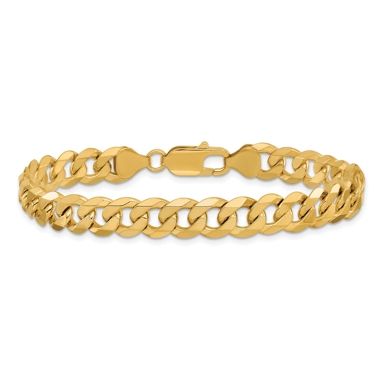 10K Yellow Gold 7.75 mm Curb Chain Bracelet, Polished