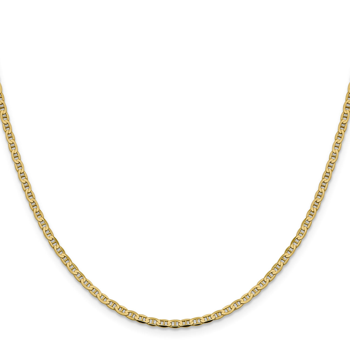 10K Yellow Gold 2.4 mm Polished Chain Necklace, Solid