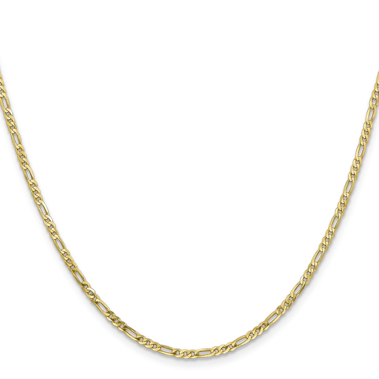 10K Yellow Gold 2.2 mm Figaro Chain Necklace, Polished