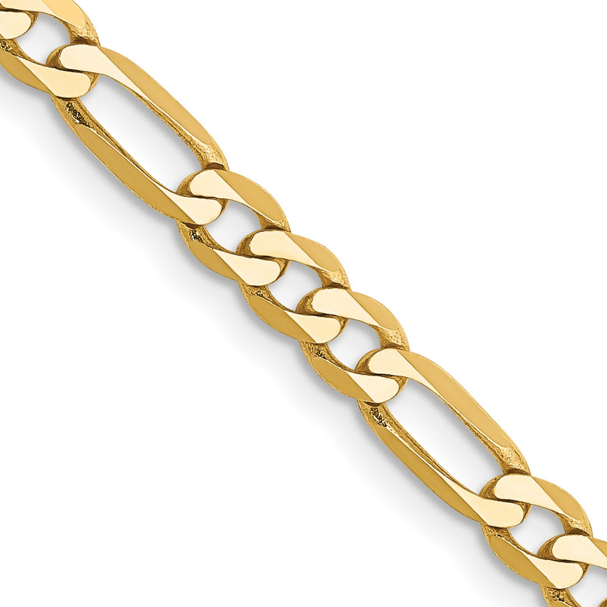 10K Yellow Gold 4 mm Figaro Chain Necklace, Polished detail view