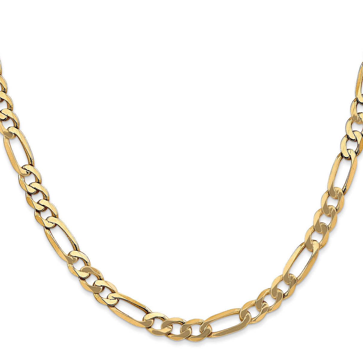 10K Yellow Gold 5.25 mm Figaro Chain Necklace, Polished