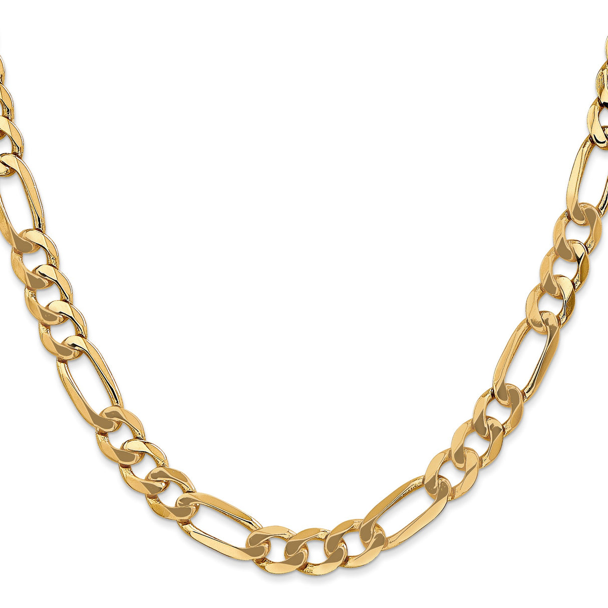 10K Yellow Gold 7 mm Figaro Chain Anklet, Polished