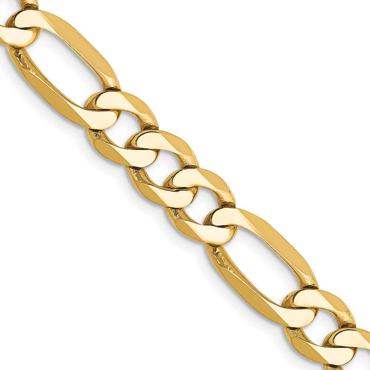 10K Yellow Gold 7 mm Figaro Chain Anklet, Polished detail view