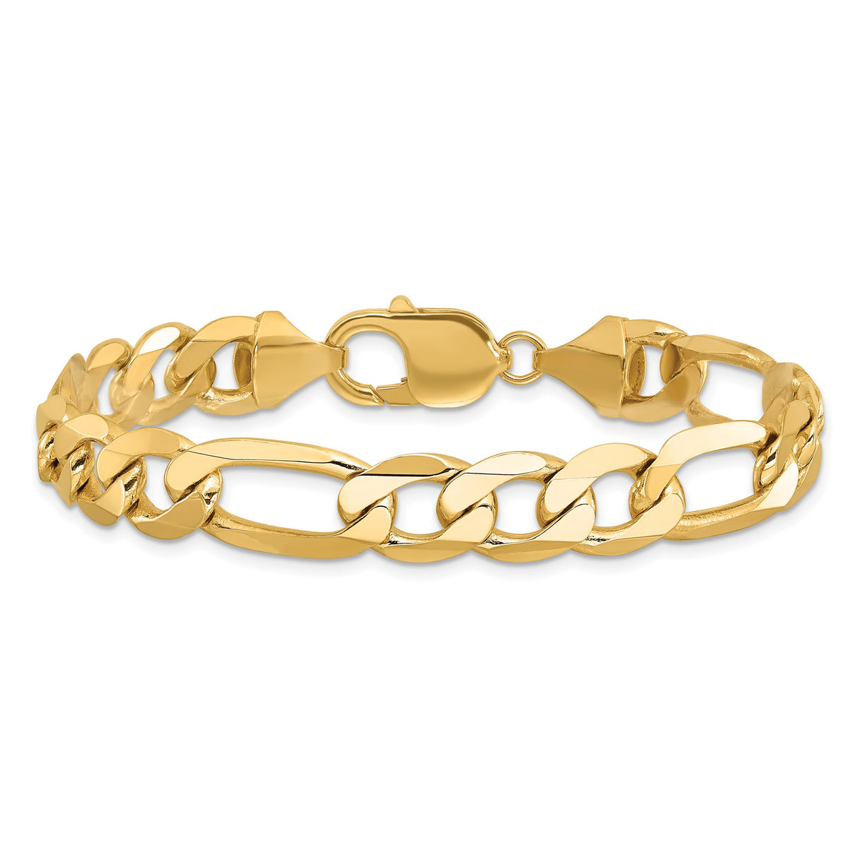 10K Yellow Gold 10 mm Figaro Chain Bracelet, Polished
