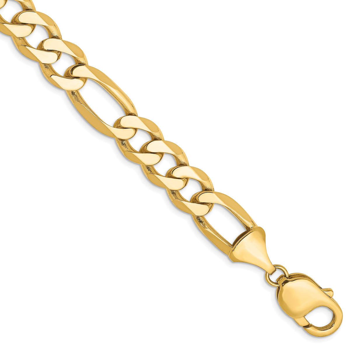 10K Yellow Gold 10 mm Figaro Chain Anklet, Polished shown for scale