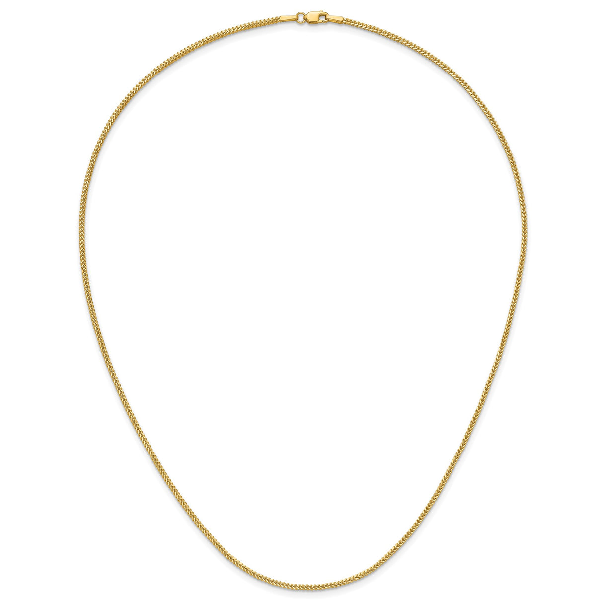 10K Yellow Gold 1.3 mm Franco Chain Necklace, Polished detail view