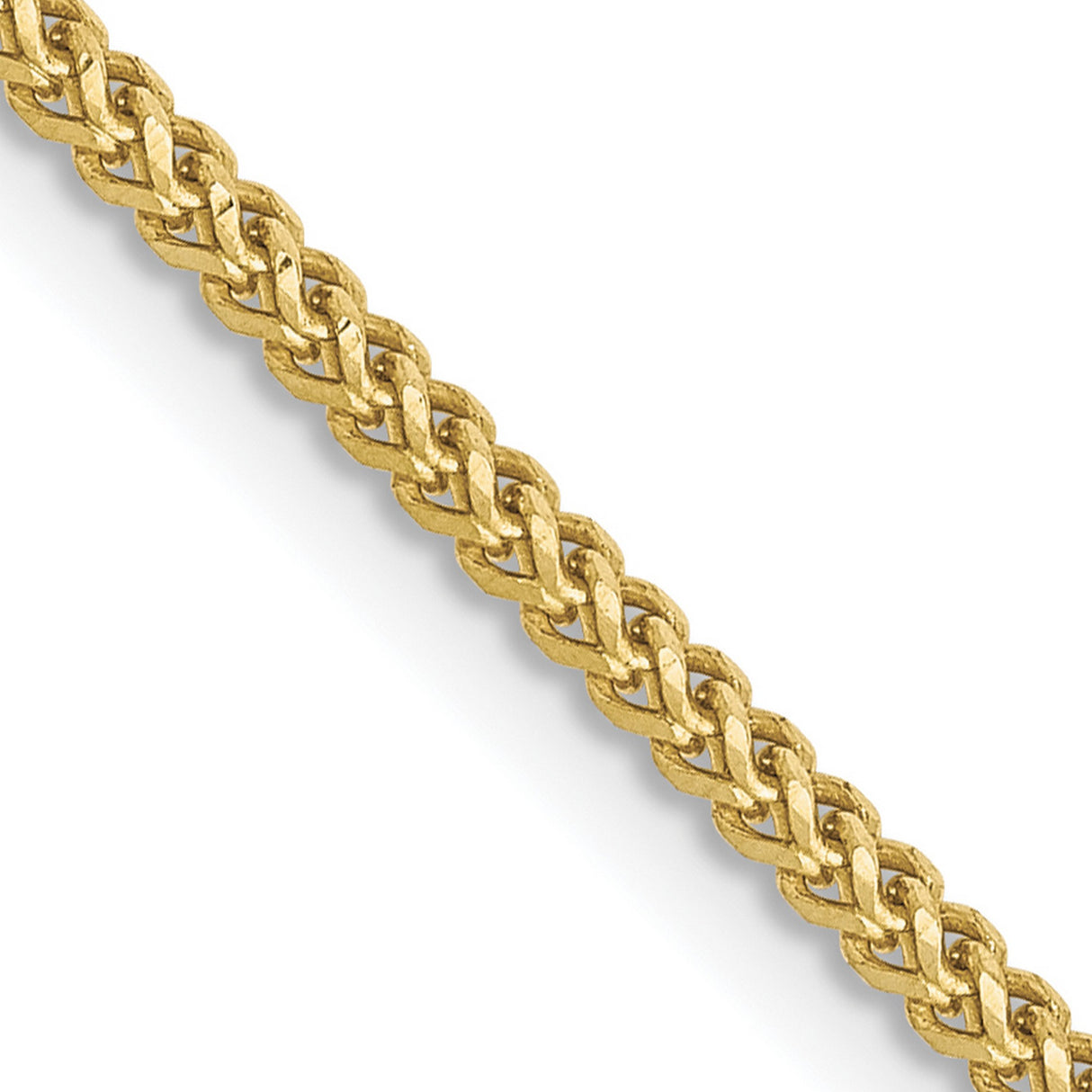 10K Yellow Gold 1.3 mm Franco Chain Necklace, Polished detail view