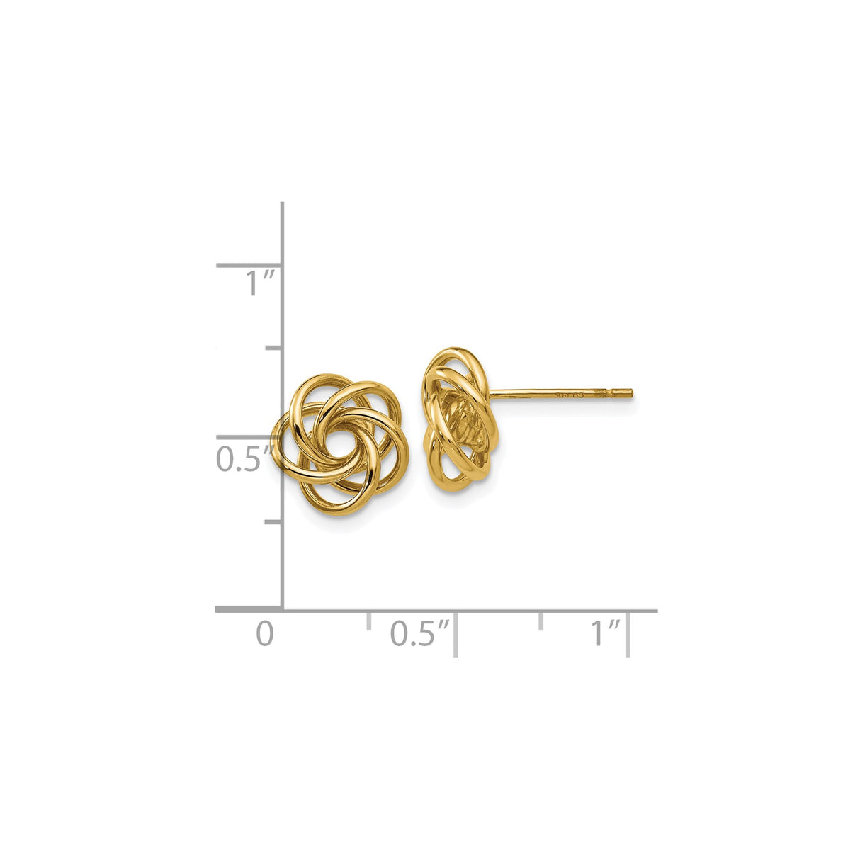 10k Yellow Gold Love Knot Stud Earrings, Intertwined Loop Design for Women