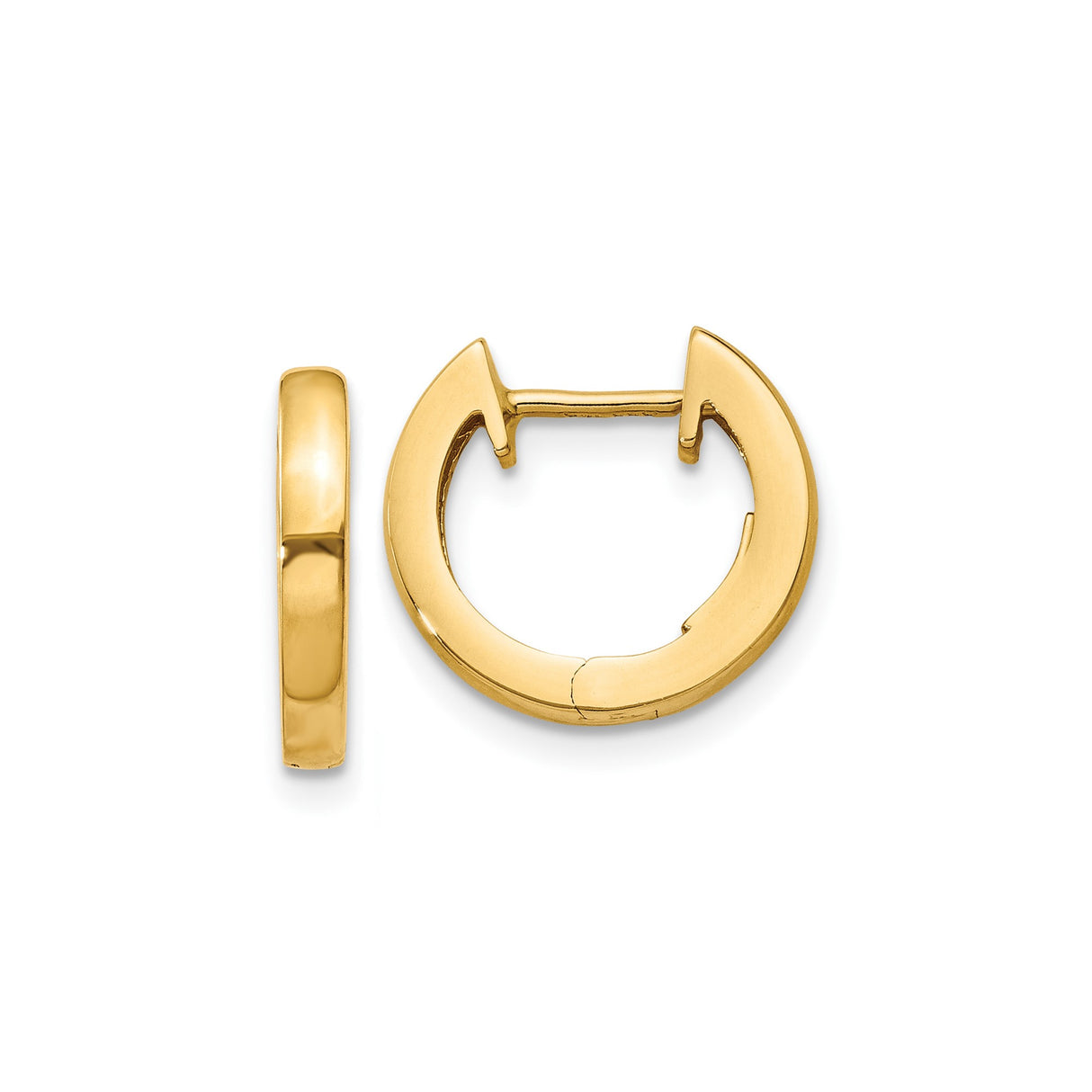 10k Yellow Gold Small Hoop Earrings, Polished Hinged Huggie Hoops, Minimalist Unisex Style