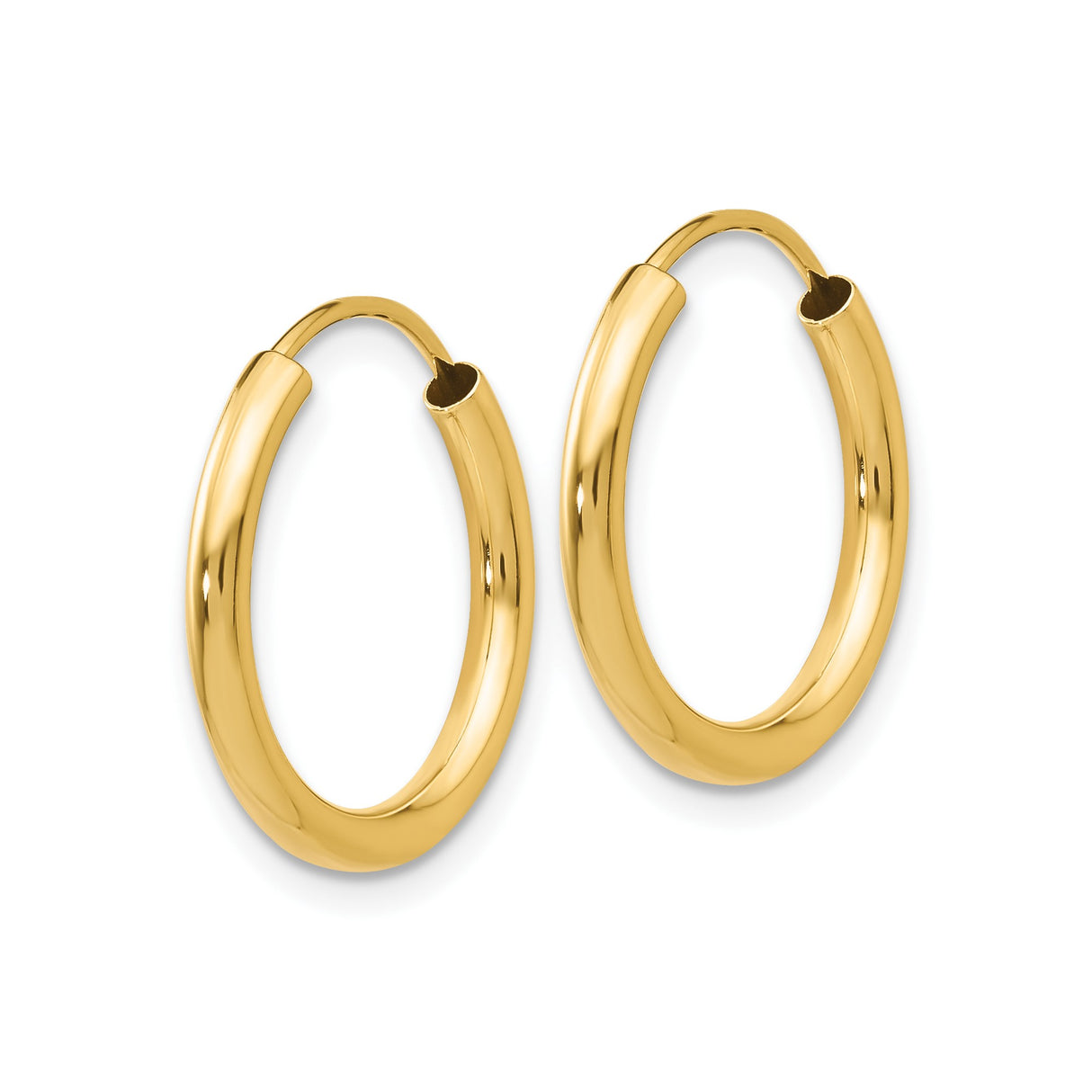 10k Yellow Gold Hoop Earrings, Classic Round Polished Lightweight Design for Women