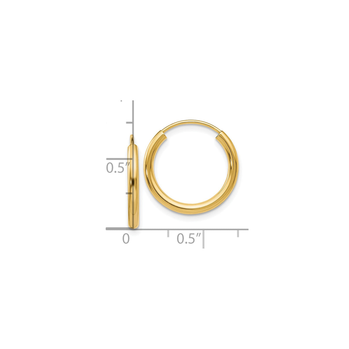 10k Yellow Gold Hoop Earrings, Classic Round Polished Lightweight Design for Women