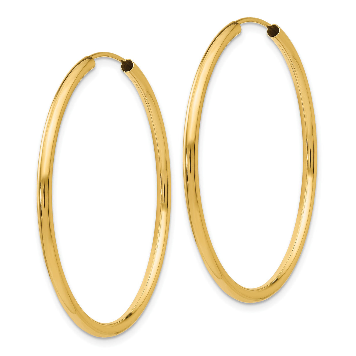 10k Yellow Gold Hoop Earrings, Classic Polished Round Lightweight Design