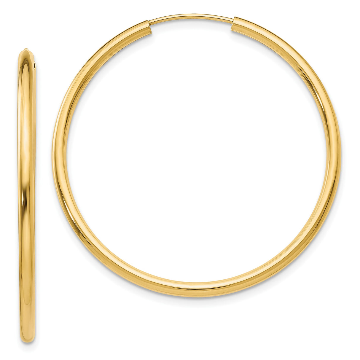 10k Yellow Gold Hoop Earrings, Classic Polished Round Lightweight Design