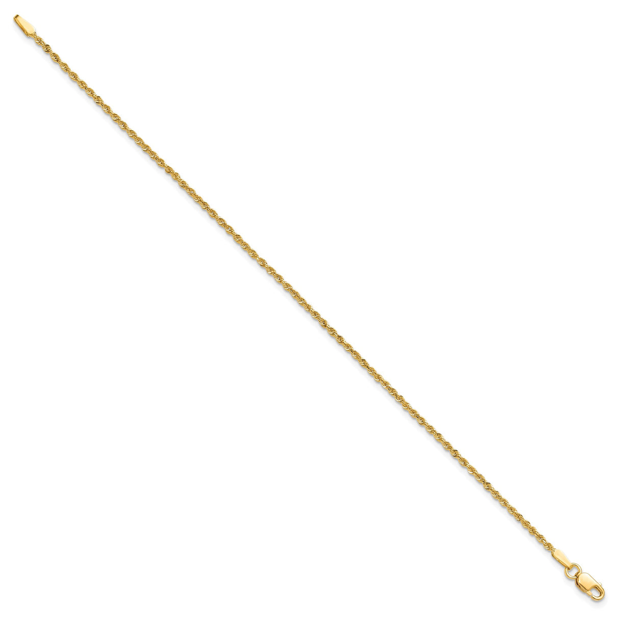 10K Yellow Gold 1.5 mm Rope Chain Anklet, Polished