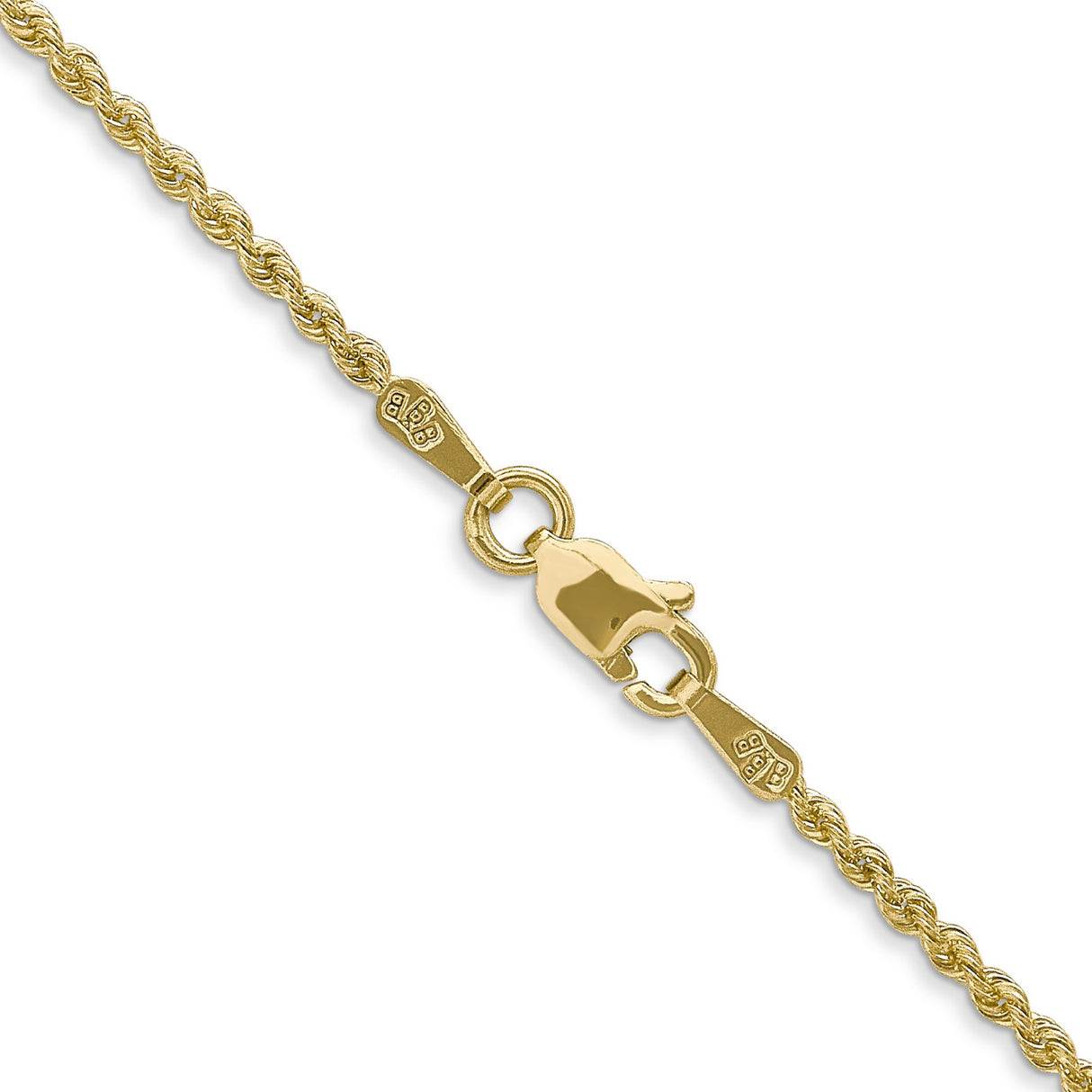 10K Yellow Gold 1.5 mm Rope Chain Necklace, Polished alternate angle