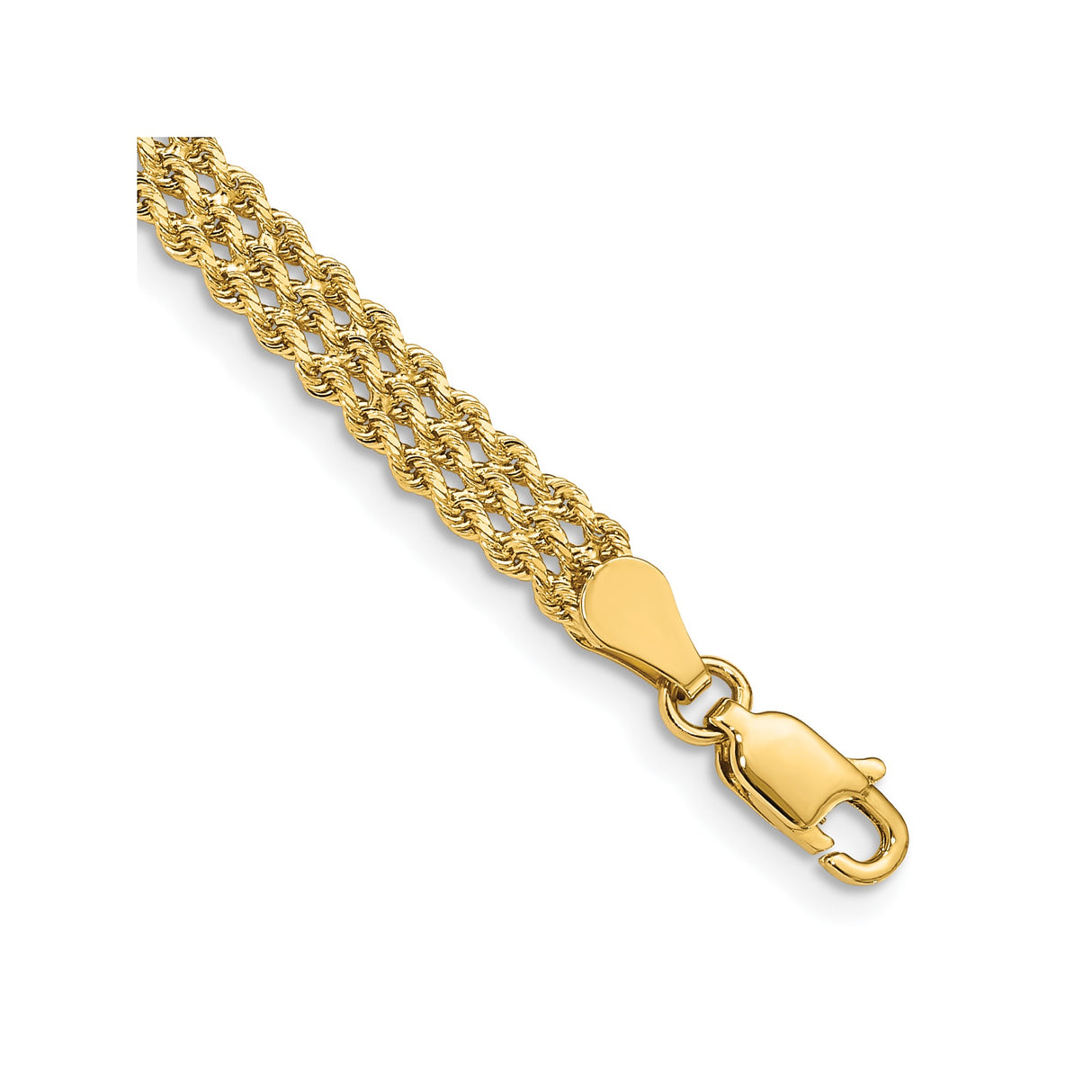 10K Yellow Gold 4.5 mm Rope Chain Bracelet, Polished alternate angle