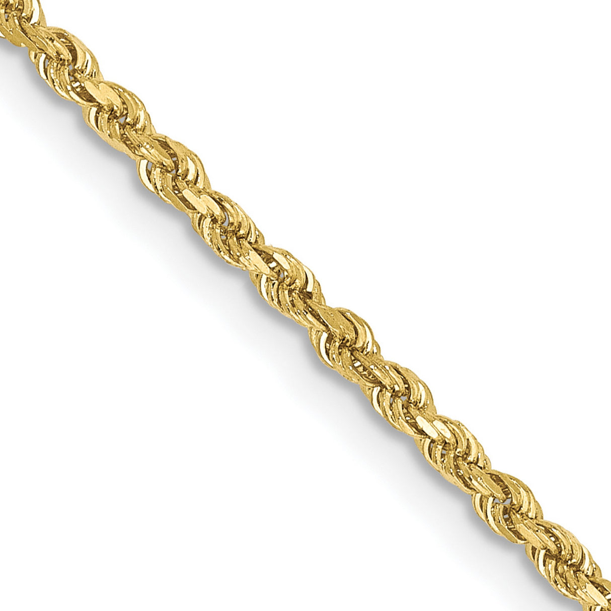 10K Yellow Gold 1.75 mm Rope Chain Necklace, Polished detail view