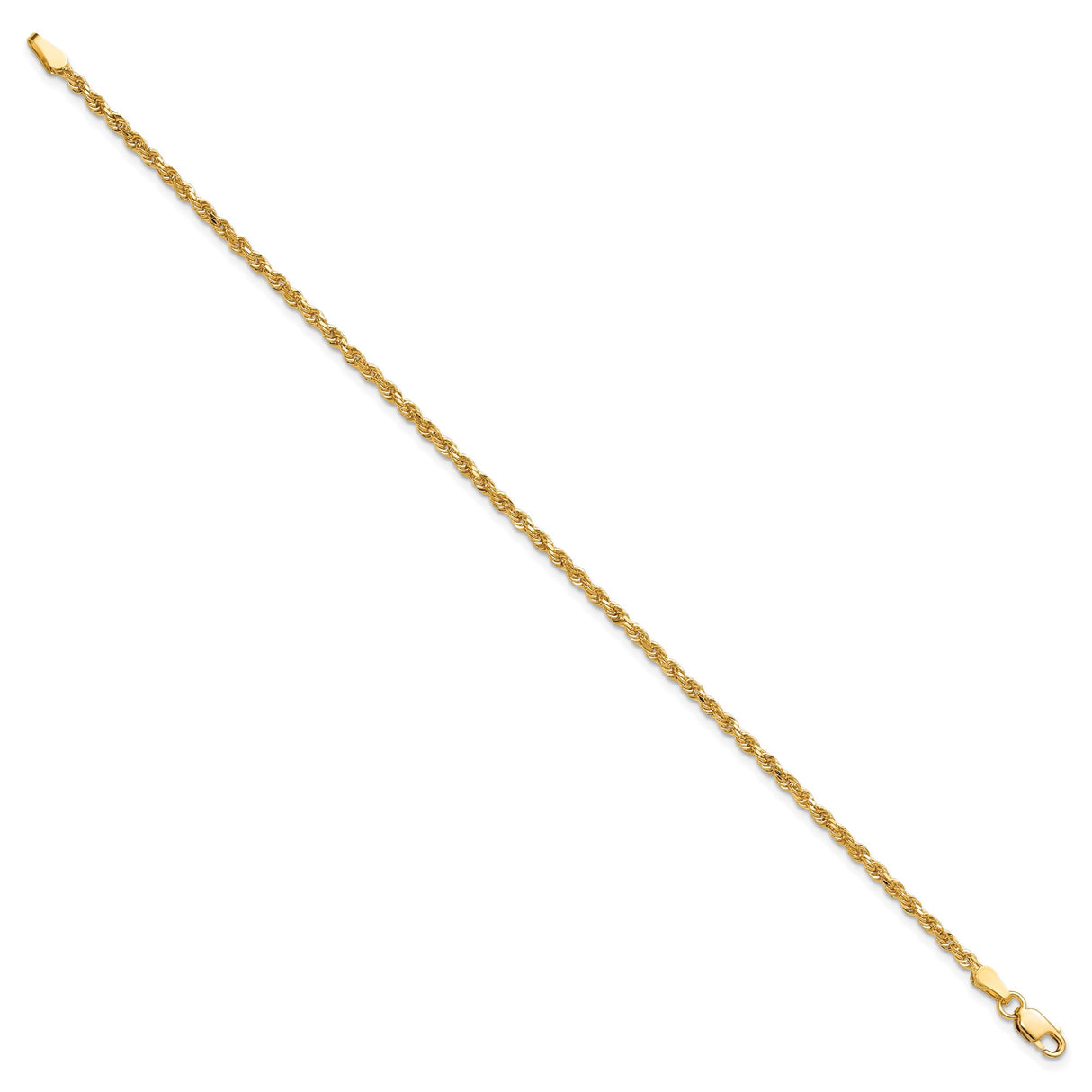 10K Yellow Gold 2 mm Rope Chain Anklet, Polished