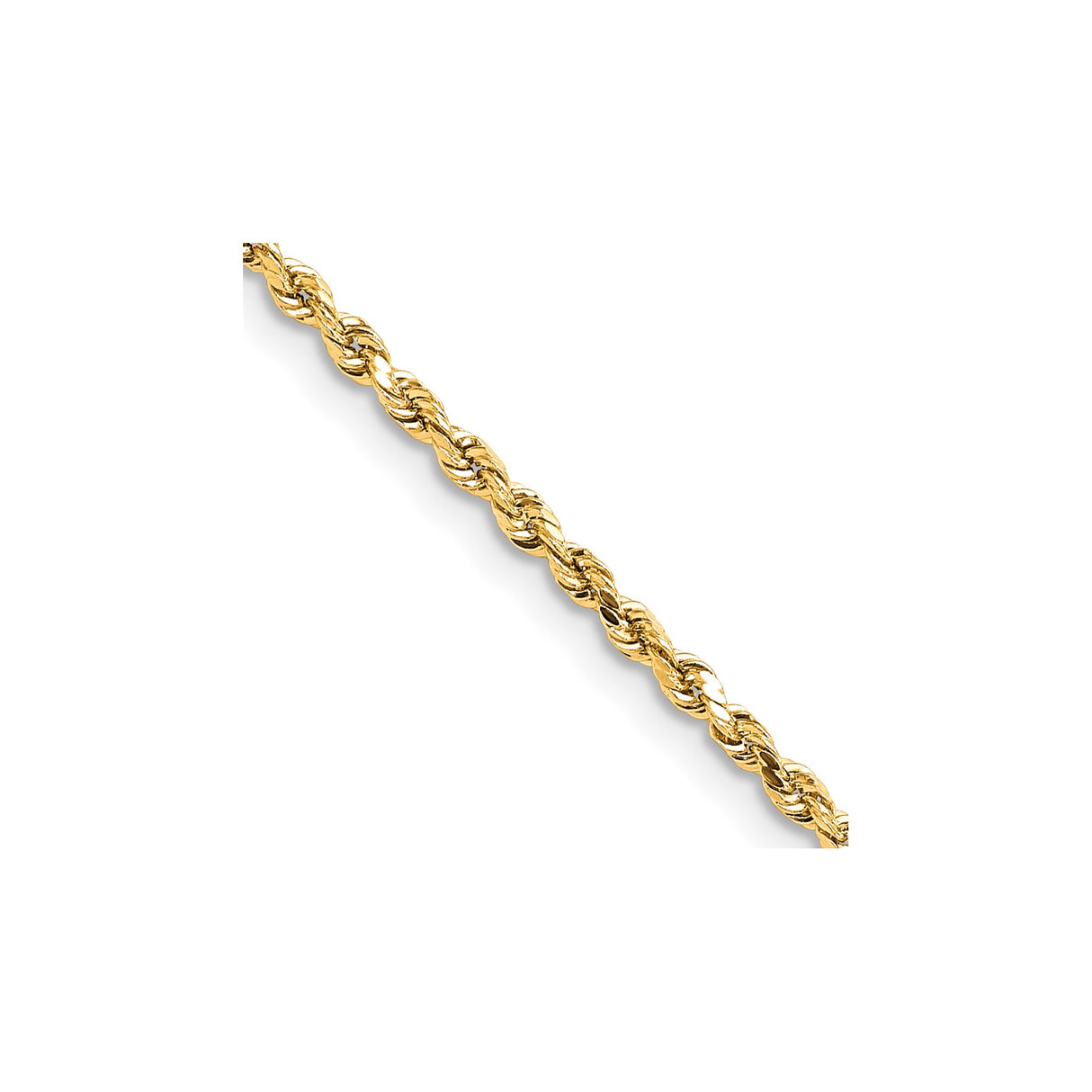 10K Yellow Gold 2 mm Rope Chain Necklace, Polished detail view