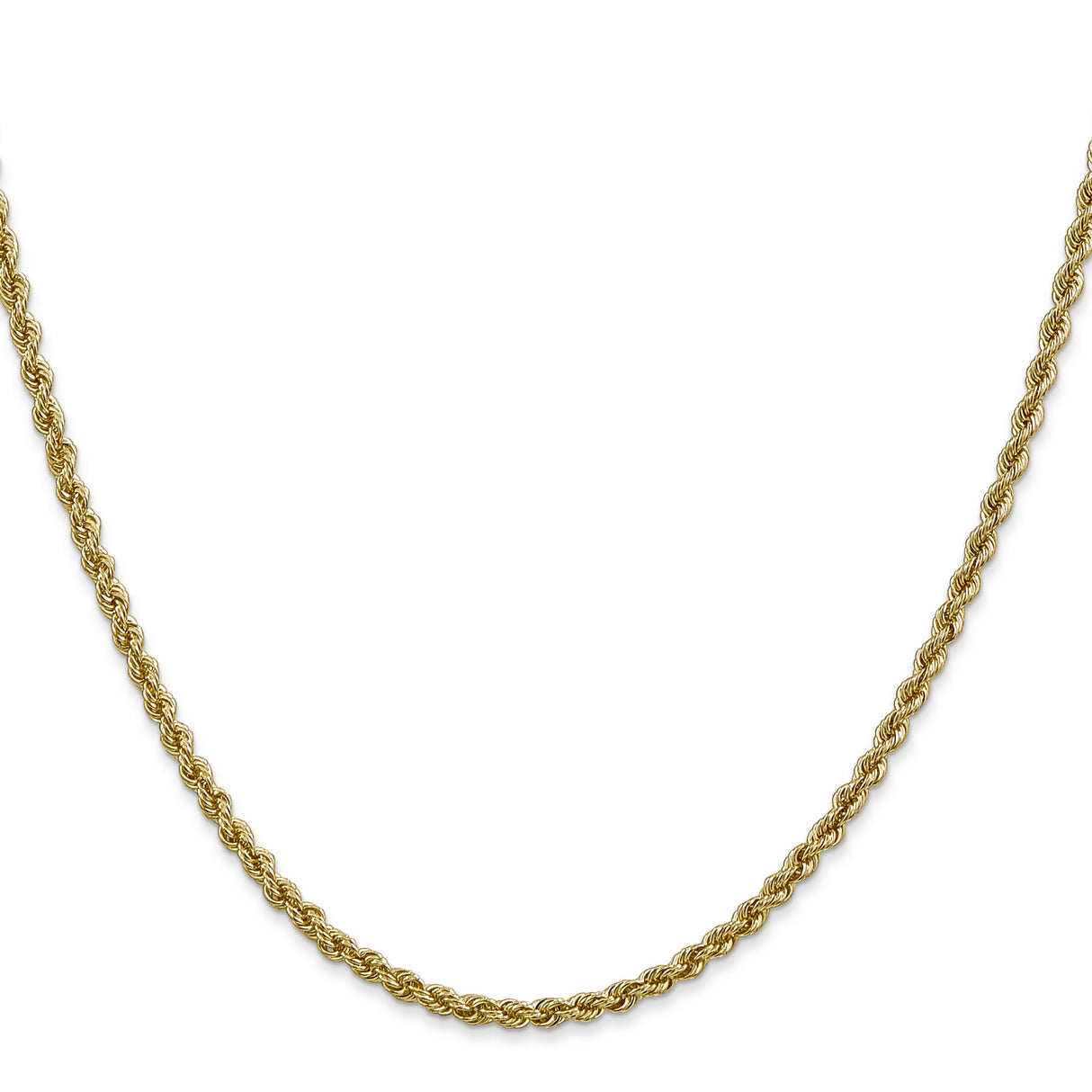 10K Yellow Gold 2.5 mm Rope Chain Necklace, Polished