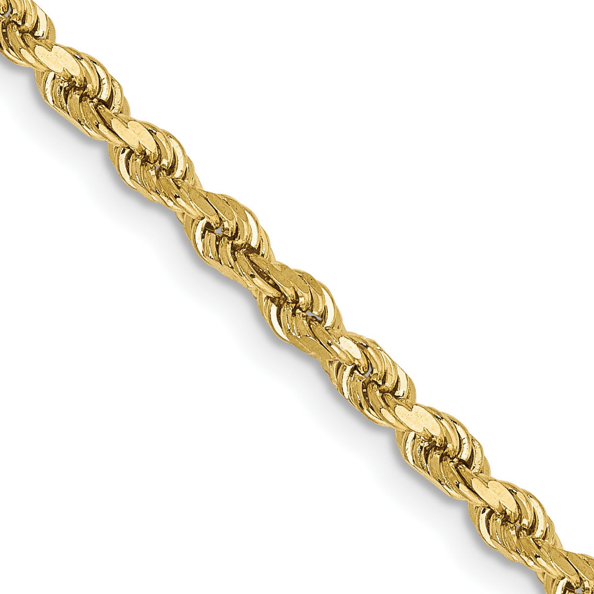 10K Yellow Gold 2.75 mm Rope Chain Necklace, Polished detail view