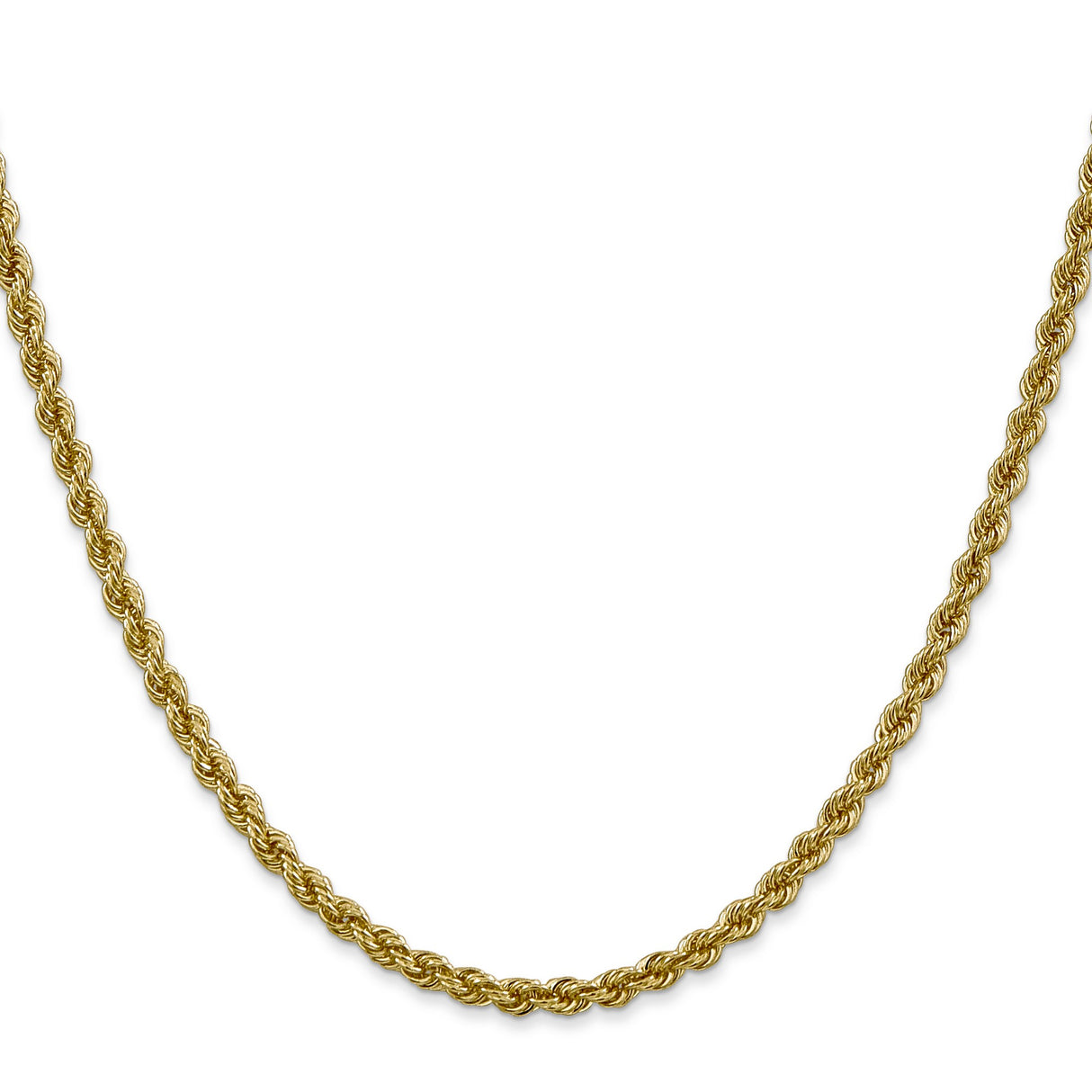10K Yellow Gold 3 mm Rope Chain Necklace, Polished