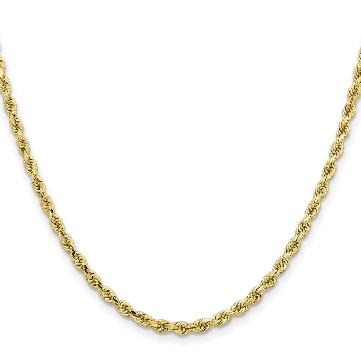 10K Yellow Gold 3.25 mm Rope Chain Necklace, Polished